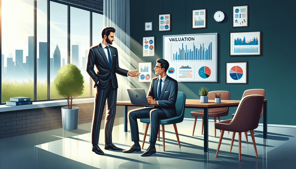 A business broker consulting with a client