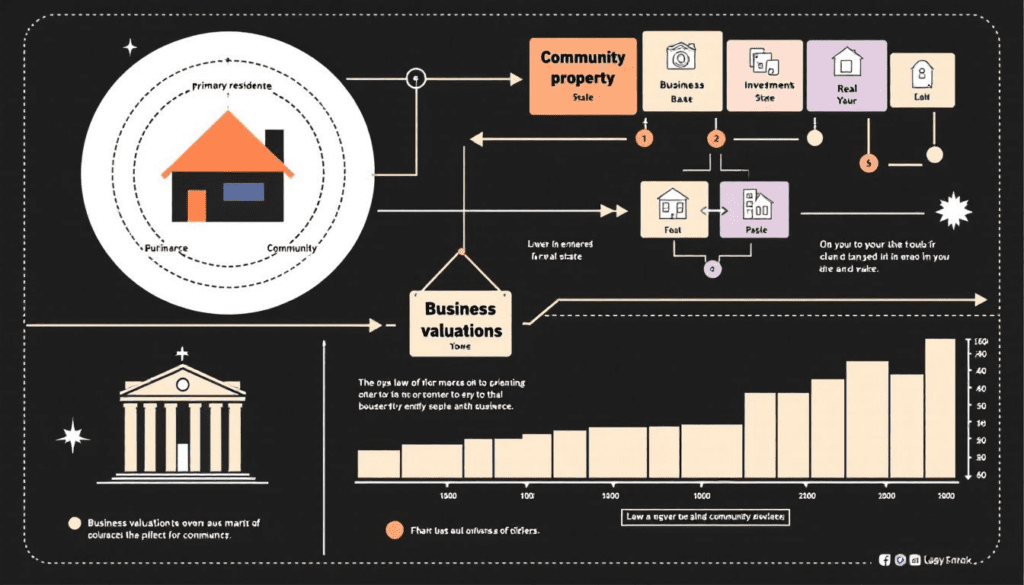 A visual representation of marital property laws-showing various assets that may be classified as marital property