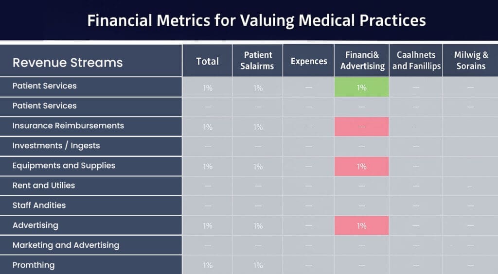 Financial metrics crucial for valuing medical practices.